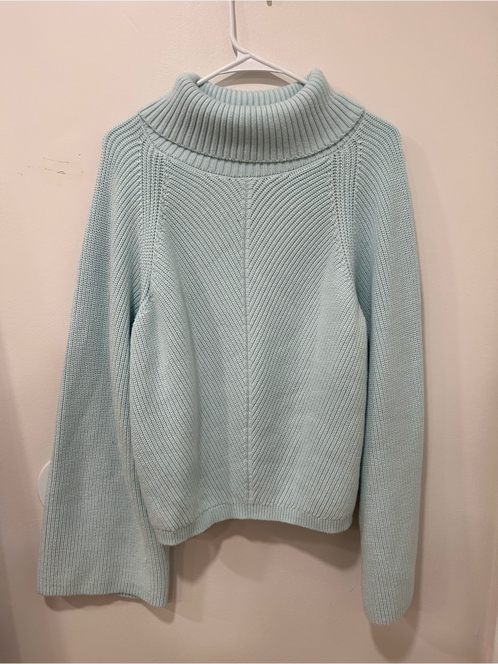 Maeve Pale Blue Ribbed Cowl Neck Sweater
